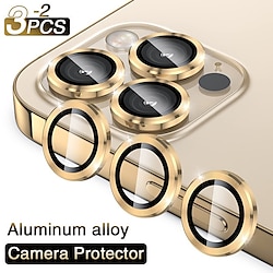 2/3PCS Metal Ring Tempered Glass For iPhone 14 15 Plus 15 14 13 12 11 Pro Max 13 12 Mini Camera Lens Screen Protector for iPhone 14 Pro Max Protective Cover