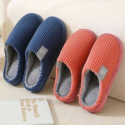 Men's Women's Slippers Plus Size House Slippers Plush Slippers Home Solid Color Winter Flat Heel Round Toe Comfort Suede Loafer Dark Grey Light Brown Pink