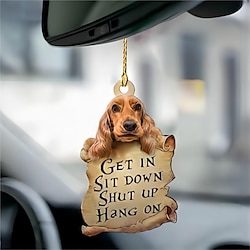 Dog Car Hanging Ornament,Acrylic 2D Flat Dog in The Hands of God Printed 2D Flat Keychain, Optional Acrylic Ornament and Car Rear View Mirror Accessories Dog Memorial Gifts Pack