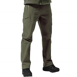 Men's Cargo Pants Fleece Pants Softshell Pants Combat Trousers Hiking Pants Buttons Straight Leg Fleece Lined Plain Windproof Comfort Casual Daily Holiday Sports Fashion Black Army Green