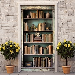 Bookshelf Door Covers Door Tapesty Door Curtain Decoration Backdrop Door Banner for Front Door Farmhouse Holiday Party Decor Supplies