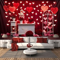 Valentine's Day Stage Hearts Hanging Tapestry Wall Art Large Tapestry Mural Decor Photograph Backdrop Blanket Curtain Home Bedroom Living Room Decoration