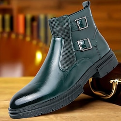 Men's Boots Retro Formal Shoes Dress Shoes Walking Casual Daily PU Comfortable Booties / Ankle Boots Loafer Black Yellow Blue Spring Fall