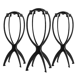 Wig Stand Wig Head Stand for Multiple Wigs Black 3 Pack