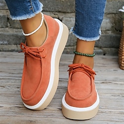 Women's Sneakers Plus Size Platform Sneakers Comfort Shoes Outdoor Daily Platform Round Toe Fashion Sporty Casual Walking Faux Suede Lace-up Black Orange Brown