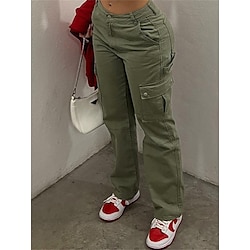 Women's Cargo Pants Pants Trousers High Waist Full Length Robin's Egg Blue Fall