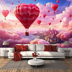 Valentine's Day Hot Balloon Hanging Tapestry Wall Art Large Tapestry Mural Decor Photograph Backdrop Blanket Curtain Home Bedroom Living Room Decoration
