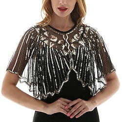 Women's 1920s Shawl Wraps Beaded Sequin Gatsby Cape Evening Bolero Flapper Cover Up Roaring 20s The Great Gatsby Party Evening