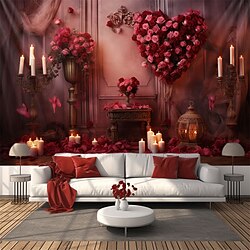 Valentine's Day Heart Hanging Tapestry Wall Art Large Tapestry Mural Decor Photograph Backdrop Blanket Curtain Home Bedroom Living Room Decoration