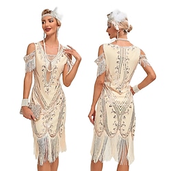 Retro Vintage Roaring 20s 1920s Flapper Dress Dress Masquerade The Great Gatsby Women's Sequins Tassel Fringe Cosplay Costume Masquerade Party / Evening Dress