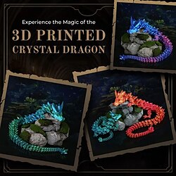 3d Printed Ornaments With Movable Joints Crystal Gemstone Dragon Ornaments Handle Set Divine Dragon Decoration