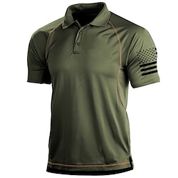 Men's Tactical Shirt Performance Polo Performance Shirt Hiking Shirt Lapel Short Sleeve Sports  Outdoor Vacation Going out Casual Daily Quick dry Breathable Soft Plain Black White Activewear Fashion