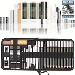 KALOUR 54-Pack Sketch Drawing Pencils Kit With SketchbookInclude GraphiteCharcoal Pencils And Artists ToolsPro Art Drawing Supplies For Adults Students Beginnersideal For Sketching Shading