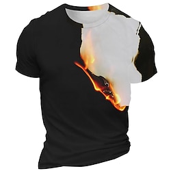 Graphic Fire Daily Designer Retro Vintage Men's 3D Print T shirt Tee Sports Outdoor Holiday Going out T shirt Black Burgundy Navy Blue Short Sleeve Crew Neck Shirt Spring  Summer Clothing Apparel S