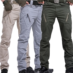 Men's Cargo Pants Cargo Trousers Tactical Pants Hiking Pants Button Multi Pocket Straight Leg Plain Comfort Wearable Casual Daily Holiday Sports Fashion Black Green