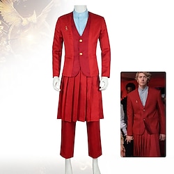 Hunger Games President Coriolanus Snow Brooch Pins Men's Movie Cosplay Cosplay Red Skirts Coat Shirt Masquerade Polyester