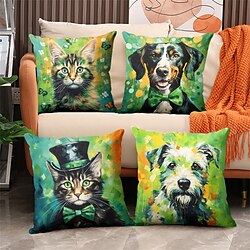 1 pcs Polyester Pillow Cover, Animal Modern Square Zipper Traditional Classic
