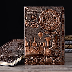 Notebook A5  European Retro Thick Leather Engraving Embossed Notebook Handmade Hardcover PU Notepad A5 Bronze Silver Diary