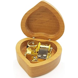 Wingostore Heart Shaped Maple Wood Music Box Wind Up And Golden Movement Music Box For Festival/birthday/valentine's Day (songmy Heart Will Go On) Valentine's Day