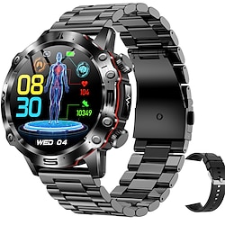 NEW 1.43 inch Amoled Full Touch Screen Cardica Blood Glucose Smart Watch ECG Monitoring Blood Pressure Body Temperature Smartwatch Men IP68 Waterproof Fitness Tracker