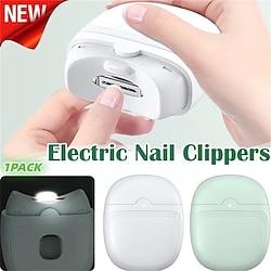 Electric Nail Clippers Automatic Nail Clipper with Light 2 In 1 Fingernail Cutter and File with Nail Scraps Storage USB Rechargeable Safety Fingernail Trimmer for Adults and Baby Nail Care