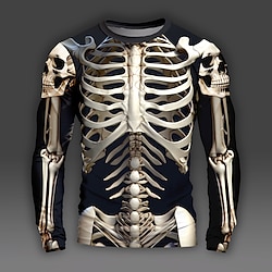 Graphic Skull Skeleton Fashion Designer Casual Men's 3D Print T shirt Tee Sports Outdoor Holiday Going out T shirt black Long Sleeve Crew Neck Shirt Spring  Fall Clothing Apparel S M L XL 2XL 3XL