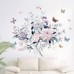 Light in the box muursticker klassieke bloemen pioenrozen vlinders behang woonkamer en slaapkamer decoratie