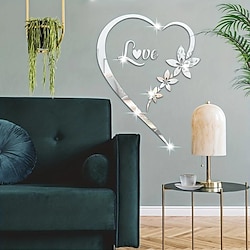 1 Set, Mirror Wall Sticker (1mm Thickness), Romantic Love Heart Self Adhesive Removable Acrylic Mirror Decorative Sticker, Bedroom Living Room Bathroom Decor, Wedding Birthday Party