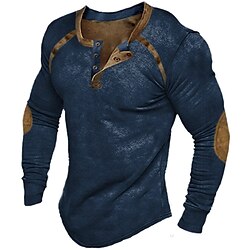 Men's T shirt Tee Henley Shirt Tee Top Long Sleeve Shirt Color Block Henley Street Vacation Long Sleeve Patchwork Clothing Apparel Vintage Designer Basic