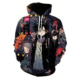 Cosplay Cartoon Manga Pullover Anime Front Pocket Graphic Hoodie For Couple's Men's Women's Adults' 3D Print Party Casual Daily