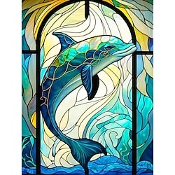 1pc Animal DIY Diamond Painting Glass Crystal Painted Dolphin Diamond Painting Handcraft Home Gift Without Frame
