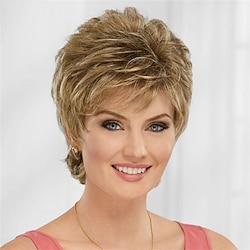 Synthetic Wig Curly With Bangs Machine Made Wig Short A1 A2 A3 A4 A5 Synthetic Hair Women's Soft Fashion Easy to Carry Blonde Brown Silver