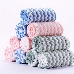 5/10pcs Mixed Pack Kitchen Dishcloth Cleaning Rag Coral Fleece Microfiber Dish Towel Non-stick Oil Absorption Soft Absorbent Towel Reusable Washable  Bathroom Car Windows Kitchen Supplies