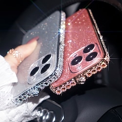 Phone Case For iPhone 15 Pro Max Plus iPhone 14 13 12 11 Pro Max Plus Back Cover Camera Lens Protector Bling Glitter Shiny Shockproof Acrylic