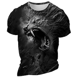 Graphic Animal Lion Daily Designer Retro Vintage Men's 3D Print T shirt Tee Sports Outdoor Holiday Going out T shirt Black Royal Blue Blue Short Sleeve Crew Neck Shirt Spring  Summer Clothing Apparel
