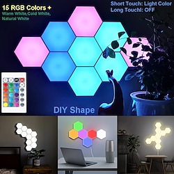 3PCS hexagon light electronics touch sensor wall lamp activated hexagon honeycomb Quantum modular New Design Decor Led Night Lamp