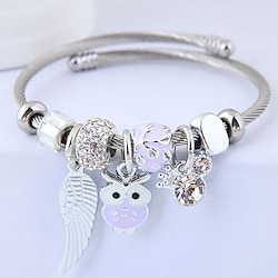 Women's Bracelet Bangles Fancy Fashion Owl Wings Elegant Punk Cute Alloy Bracelet Jewelry Black / Pink / Sage For Party Evening Gift Birthday