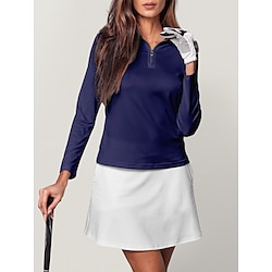 Women's Golf Polo Shirt Black White Blue Long Sleeve Sun Protection Top Fall Winter Ladies Golf Attire Clothes Outfits Wear Apparel