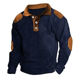Men's Polo Shirt Button Up Polos Casual Holiday Classic Long Sleeve Fashion Basic Color Block Quick Dry Summer Spring Regular Fit Black Dark Navy khaki Gray Polo Shirt