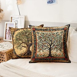 1 pcs Polyester Pillow Cover, Botanical Rustic Square Zipper Traditional Classic