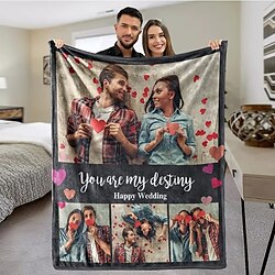 Custom Blankets with 4 Photos Personalized Couples Gifts Customized Picture Blanket I Love You Gifts Birthday Gift for Wife Husband Girlfriend Boyfriend