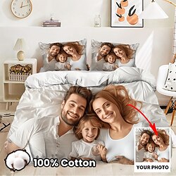 100% Natural Cotton Personalized Duvet Cover Set - Custom Printed Bedding Set for a Romantic Bedroom