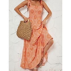 Women's Casual Dress Floral Print Strap Long Dress Maxi Dress Vacation Sleeveless Summer