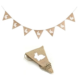 Image of striscione coniglietto striscione coniglio in lino con banner bandiere 7 pezzi per forniture decorative per feste di pasqua Lightinthebox