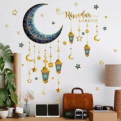 Image of 2 pezzi adesivi murali autoadesivi ramadan luna lanterna stella mandala adesivo da parete camera da letto sfondo decorazione della parete festival di ramadan arredamento per la casa decorazione della Lightinthebox
