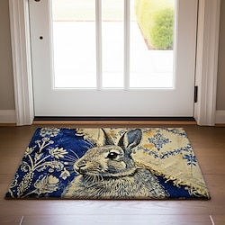 Ink Blue Rabbit Doormat Floor Mats Washable Rugs Kitchen Mat Non-Slip Oil Proof Rug Indoor Outdoor Mat Bedroom Decor Bathroom Mat Entrance Rug