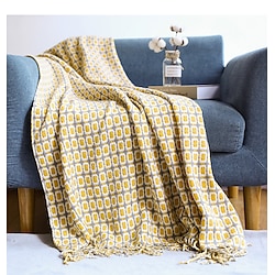 bankdeken gebreide deken houndstooth kwast wollen deken kleine deken zomer geweven deken Amerikaanse draaddeken Lightinthebox