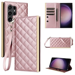 telefoon hoesje Voor Samsung Galaxy S24 S23 S22 S21 S20 Ultra Plus FE S10 S9 Plus S25 Ultra Wallet Card Case met draagkoord met polsband Standaard Geometrisch patroon TPU PU-nahka Lightinthebox