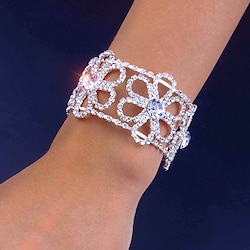 Dames Tennis armband Uitknippen Bloem Kostbaar Modieus Luxe Strass Armband sieraden Zilver / Goud Voor Lahja Verloving Lightinthebox