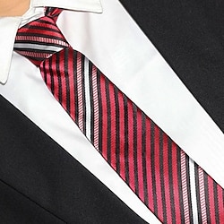 Image of Cravatta da uomo 1 pezzo cravatta rossa a righe larghezza 8 cm cravatta da sposo sposo cravatta da manager aziendale Lightinthebox